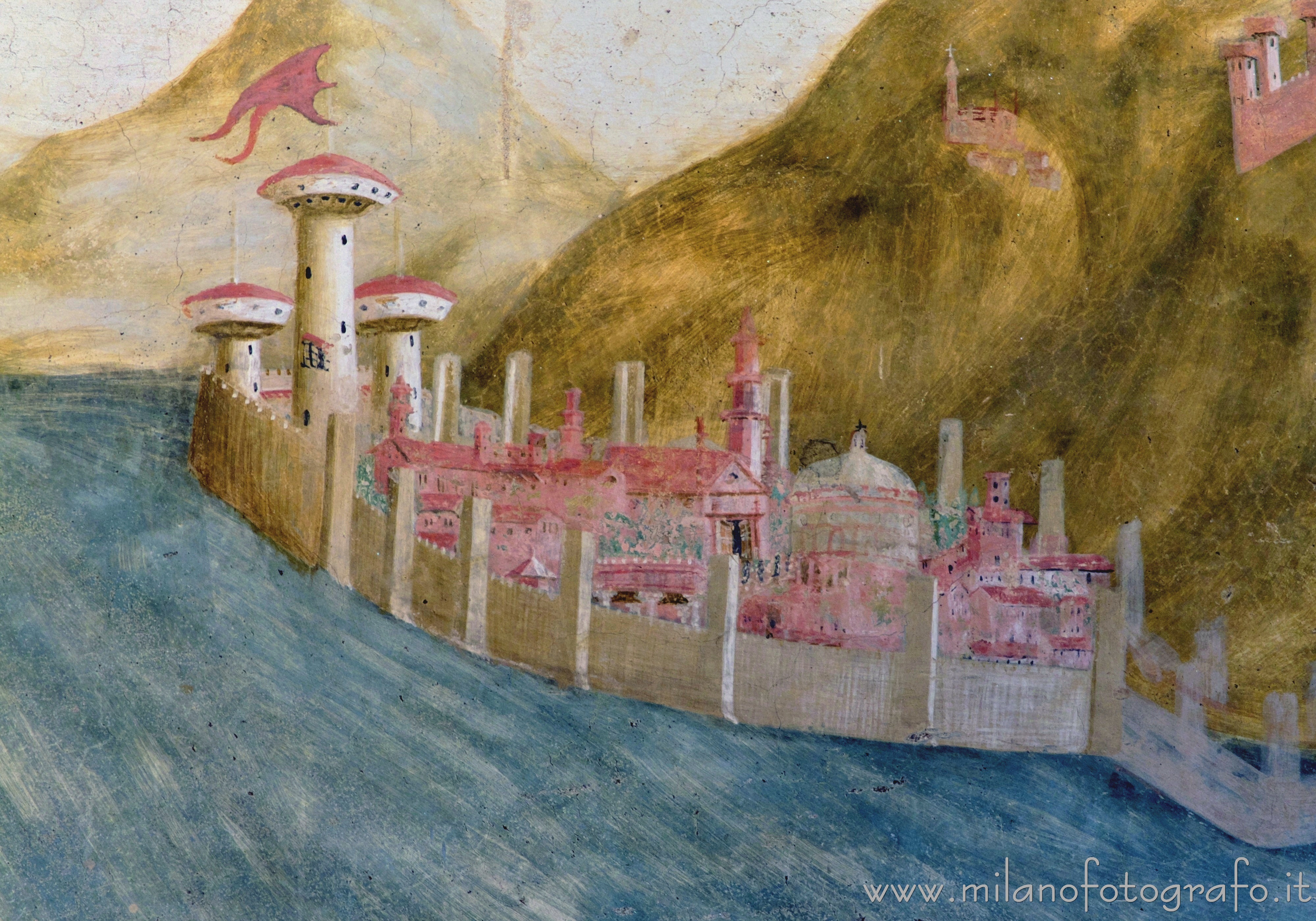 Castiglione Olona (Varese, Italy) - Fresco of an imaginary city in the small office room in Branda Palace
